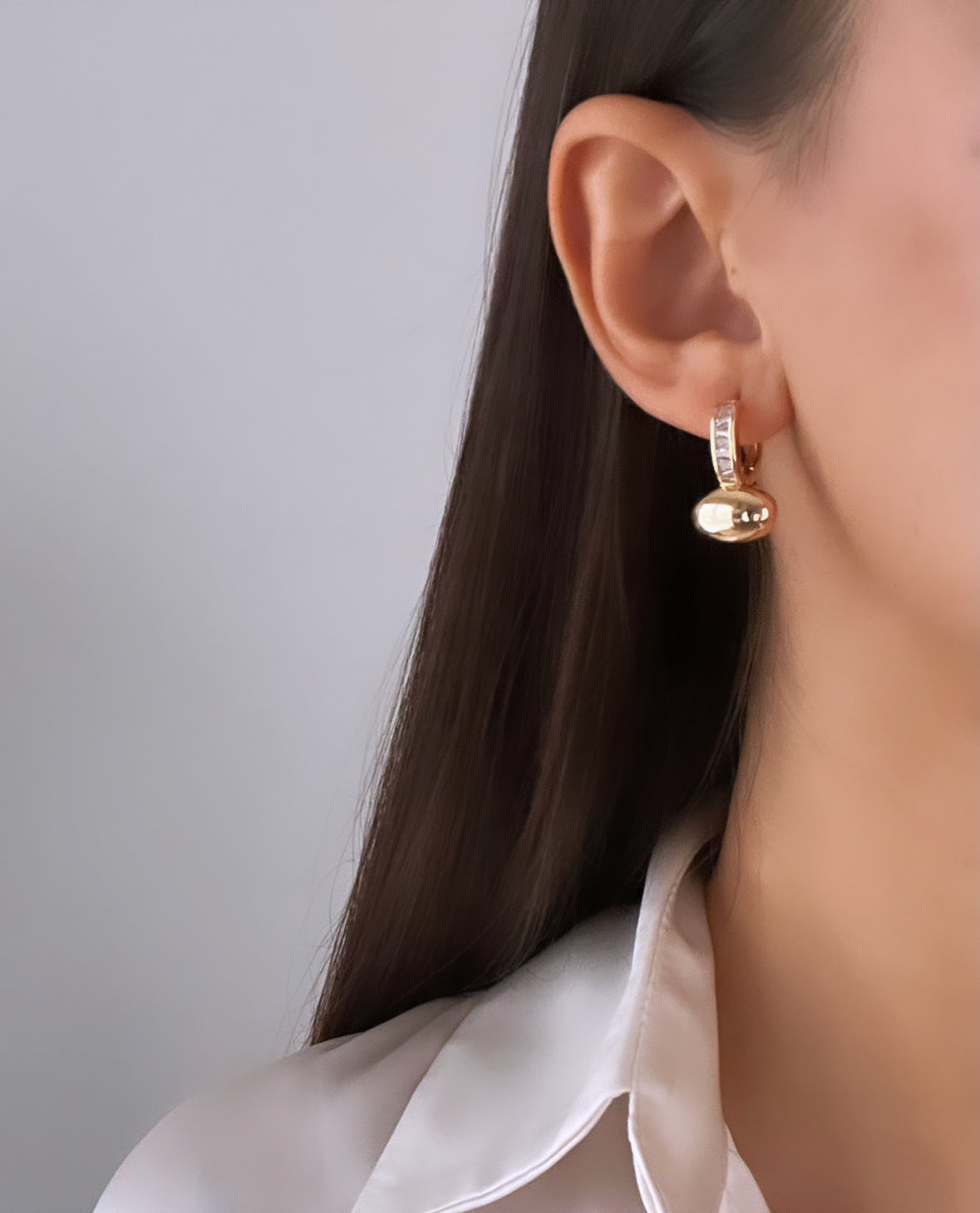 İTHAL ELİPS DETAYLI GOLD KÜPE