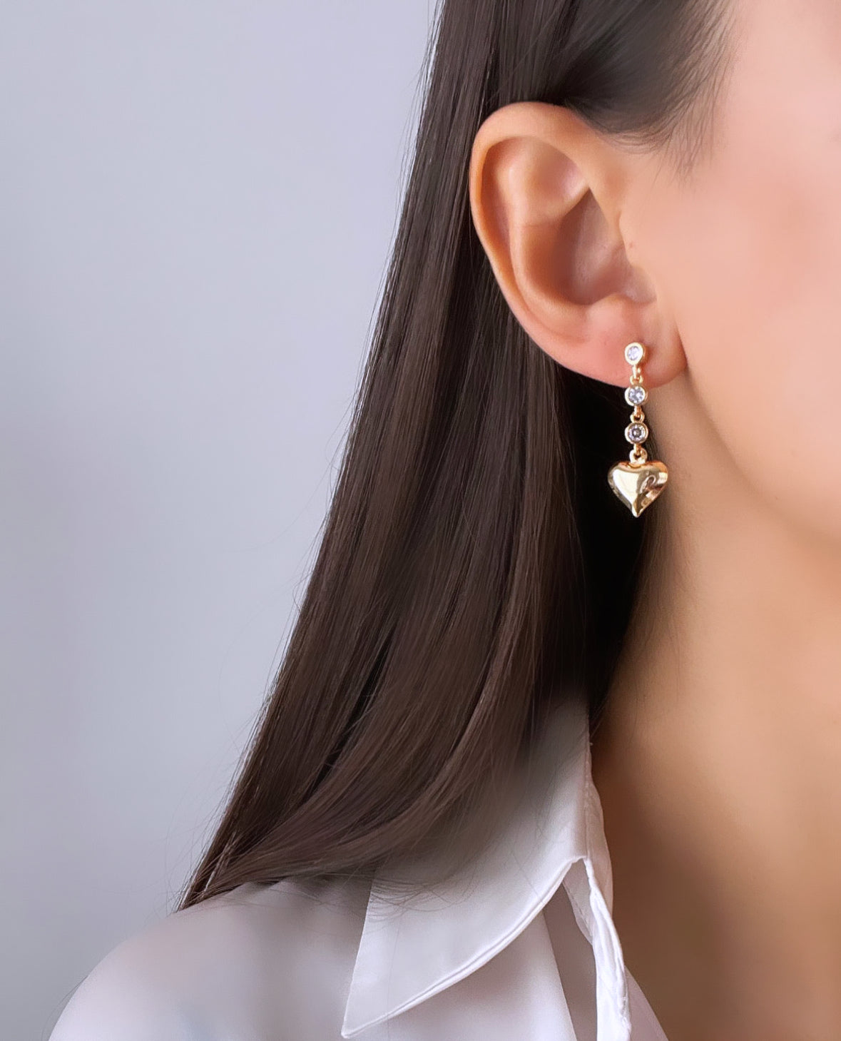 İTHAL KALP DETAYLI GOLD SARKIT KÜPE