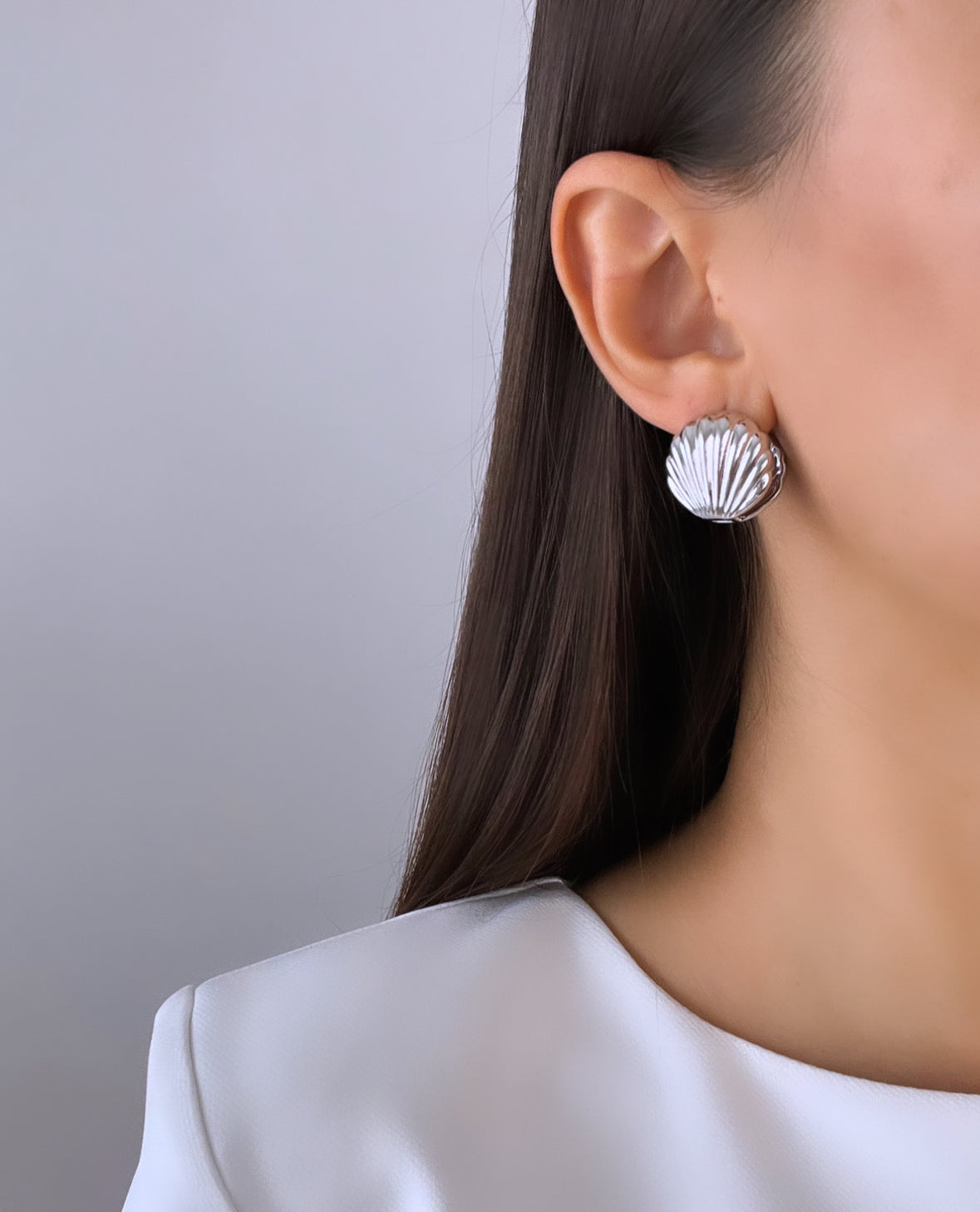 İTHAL DENİZ KABUĞU SİLVER KÜPE