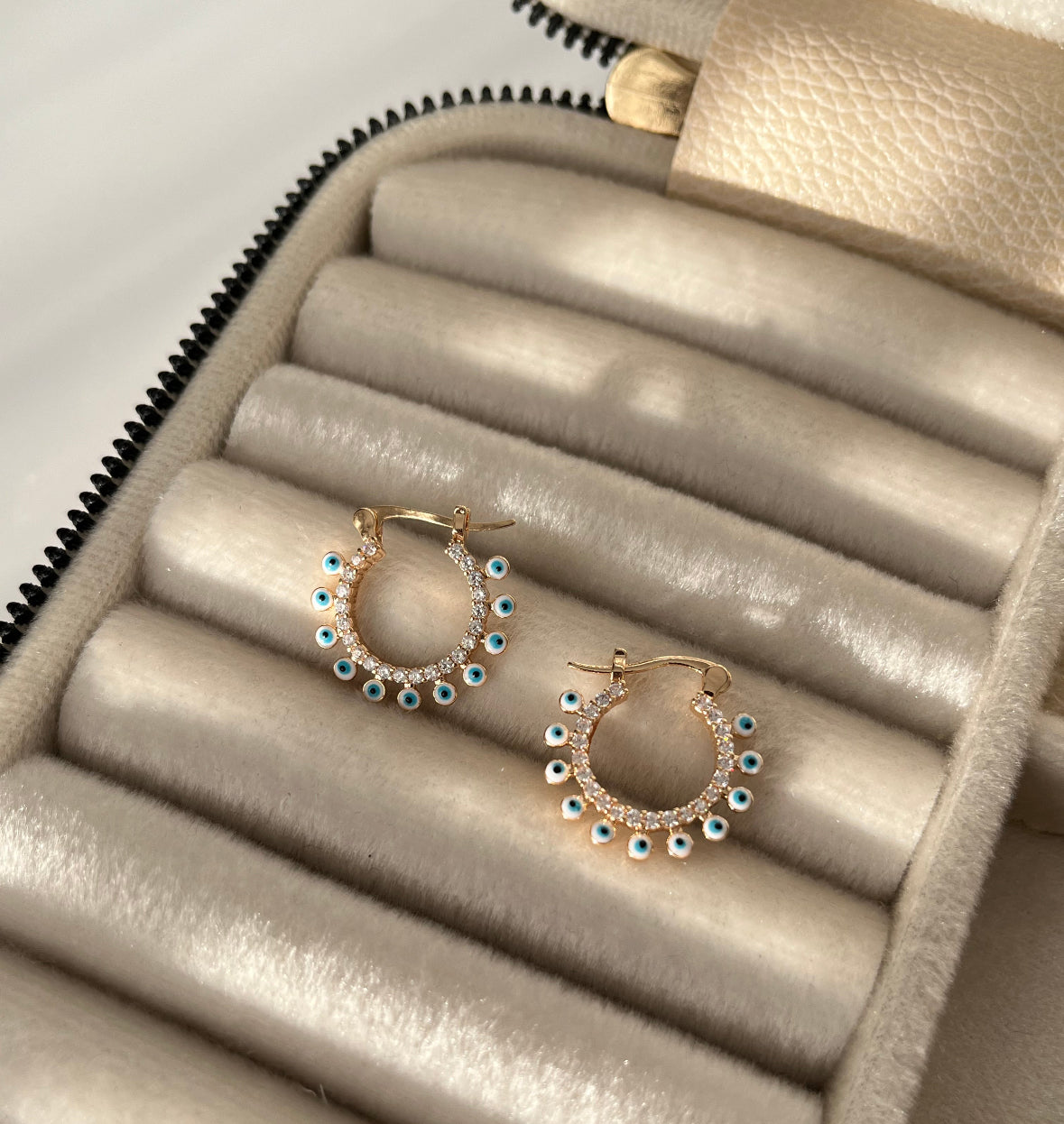 NAZAR BONCUK DETAYLI GOLD HALKA KÜPE