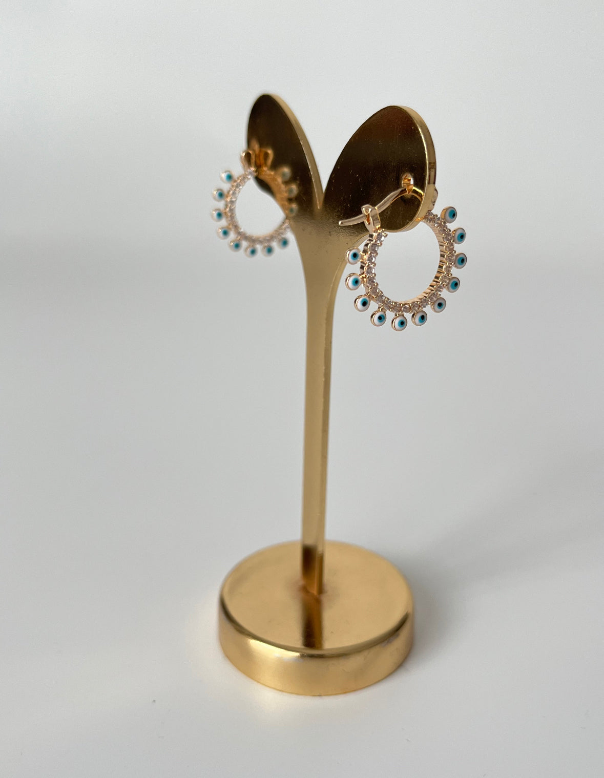 NAZAR BONCUK DETAYLI GOLD HALKA KÜPE