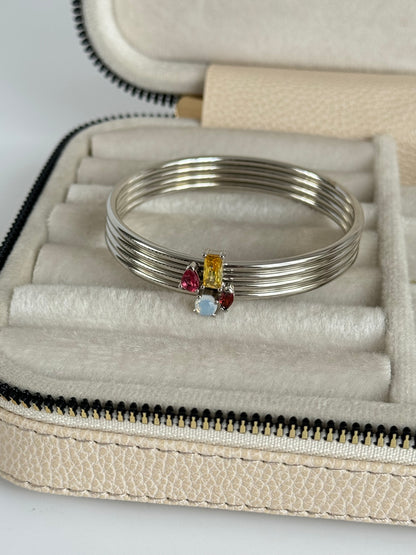 İTHAL RENKLİ TAŞ DETAYLI SİLVER BİLEZİK BİLEKLİK