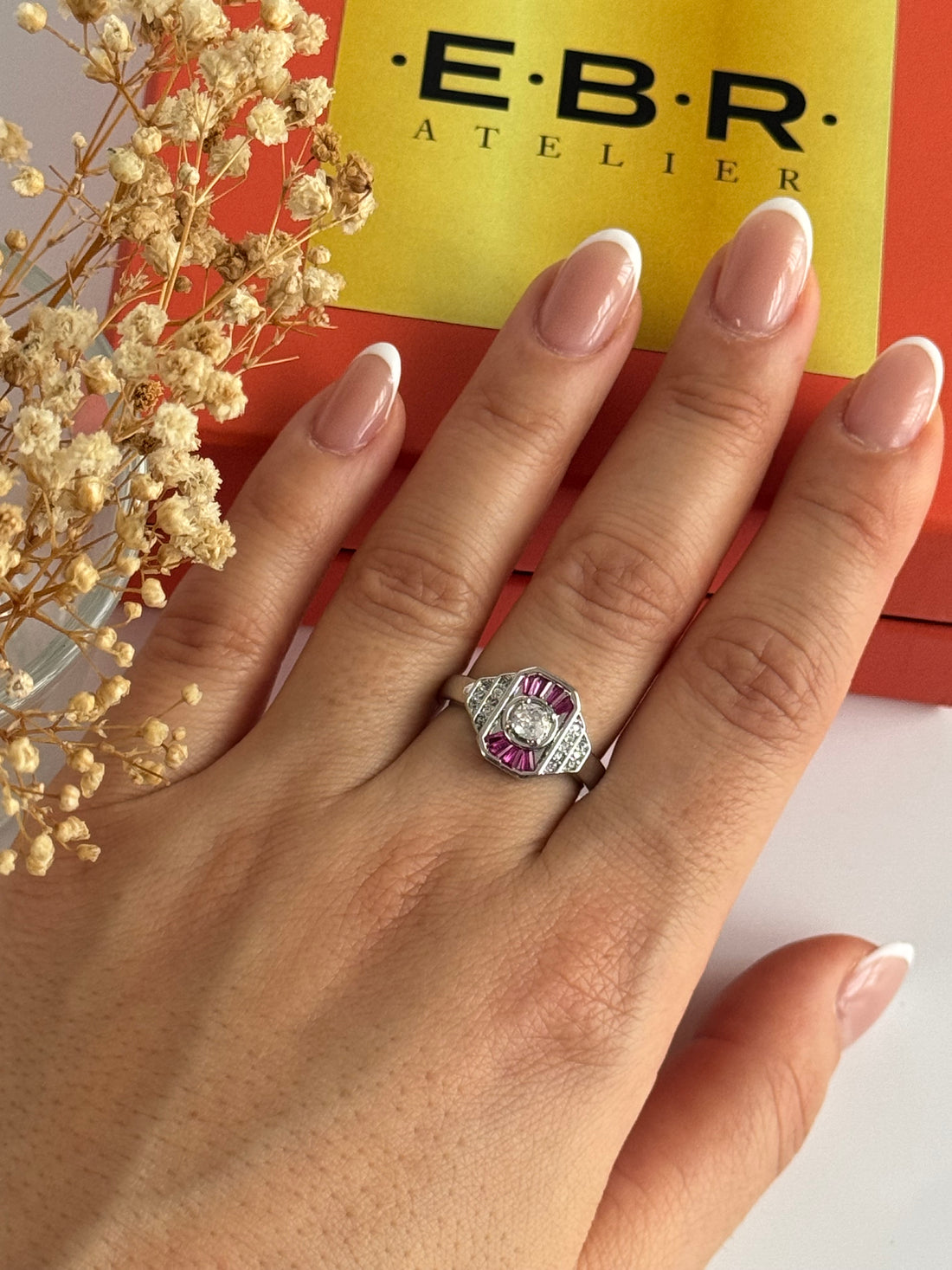 İTHAL FUŞYA TAŞLI SİLVER AYARLANABİLİR YÜZÜK