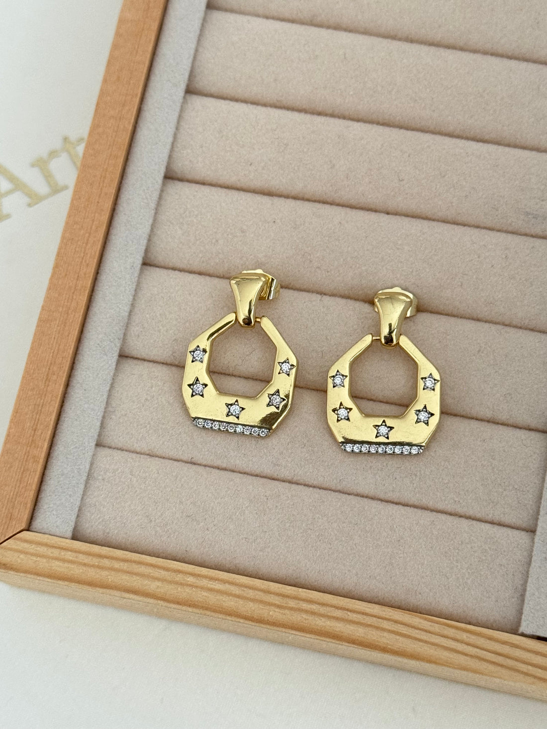 NOİRA TAŞ DETAYLI GOLD KÜPE