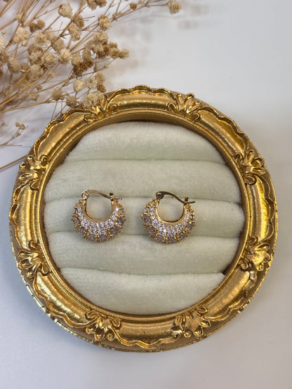 TAŞLI GOLD HALKA KÜPE