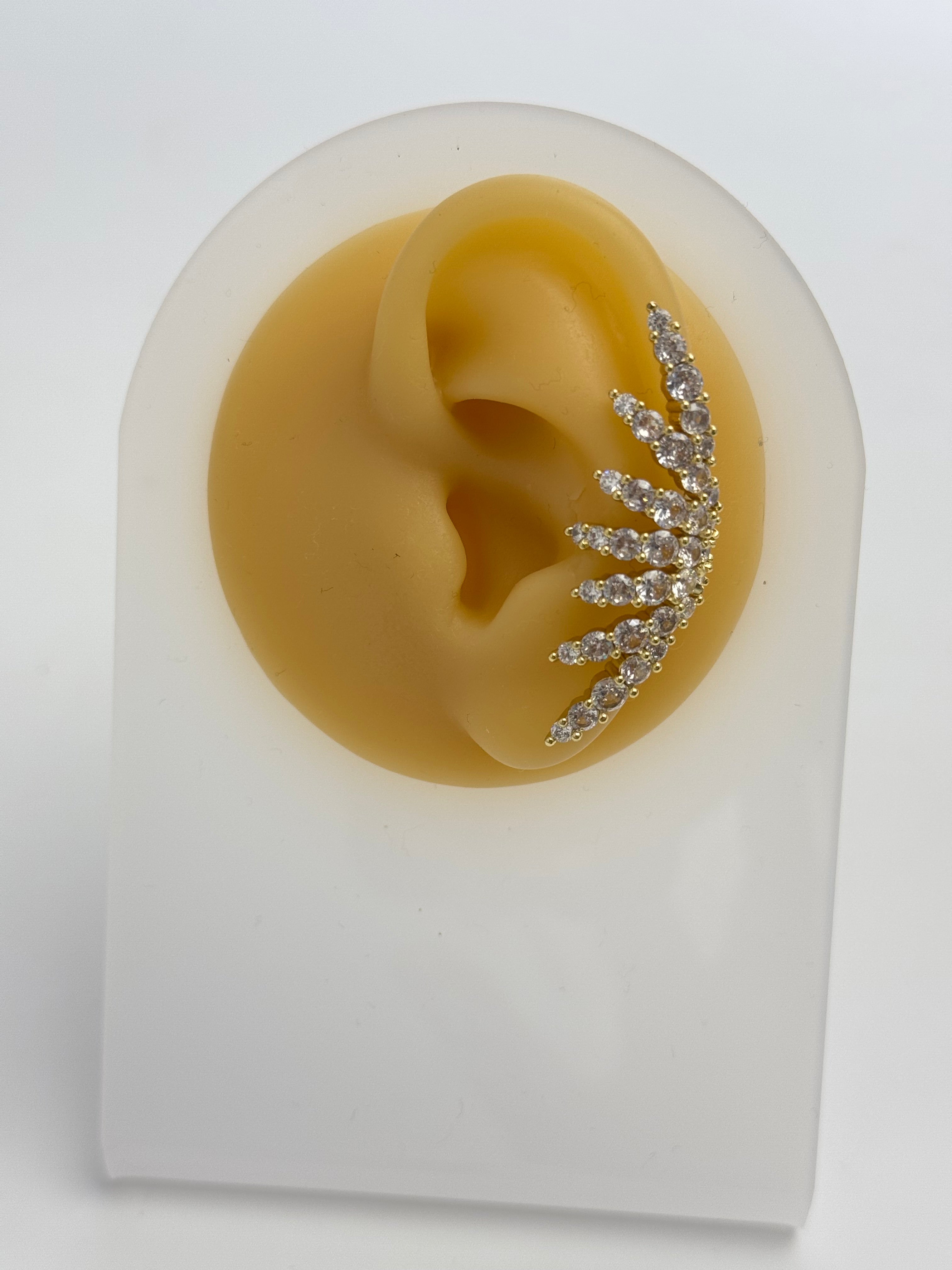 İTHAL YELPAZE TAŞ DETAYLI GOLD KIKIRDAK KÜPE EARCUFF