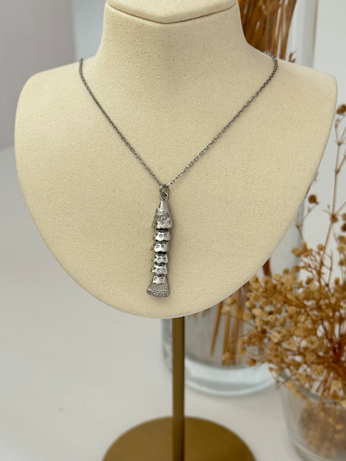 İTHAL BALIK DETAYLI SİLVER ÇELİK KOLYE