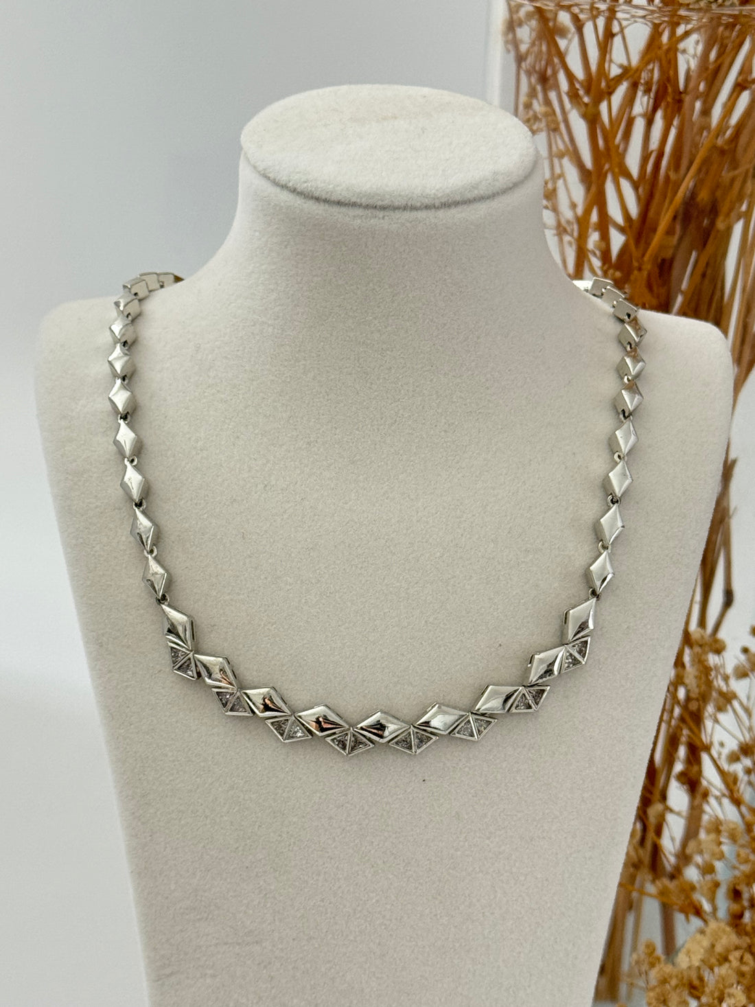 BAKLAVA KESİM İTHAL SİLVER KOLYE