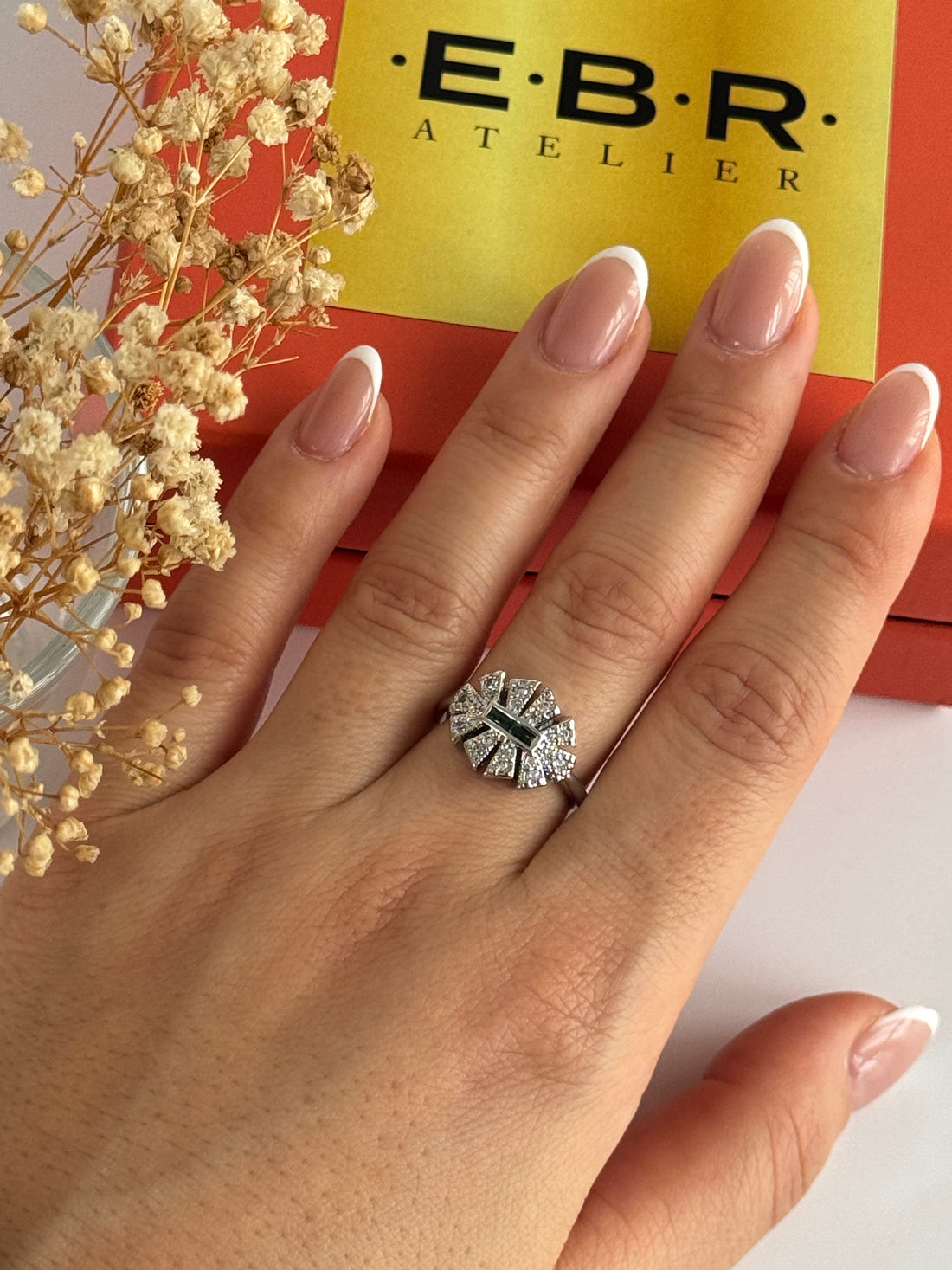 İTHAL YEŞİL TAŞLI SİLVER AYARLANABİLİR YÜZÜK