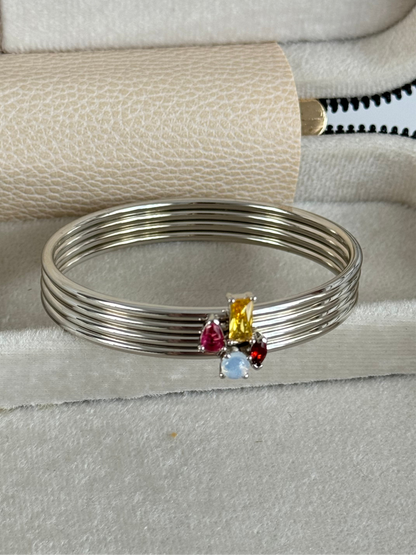 İTHAL RENKLİ TAŞ DETAYLI SİLVER BİLEZİK BİLEKLİK