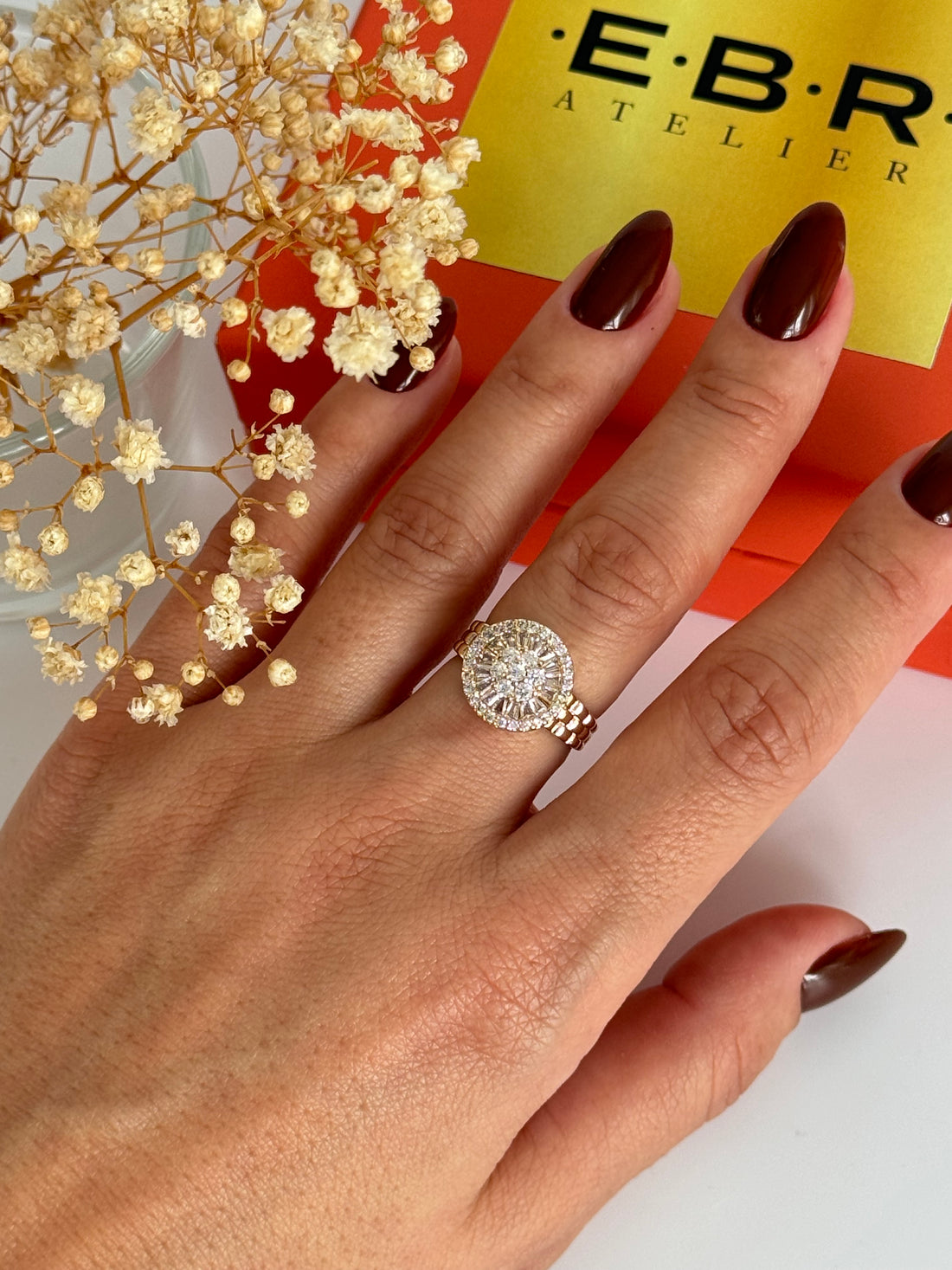 İTHAL TAŞ DETAYLI AYARLANABİLİR GOLD YÜZÜK