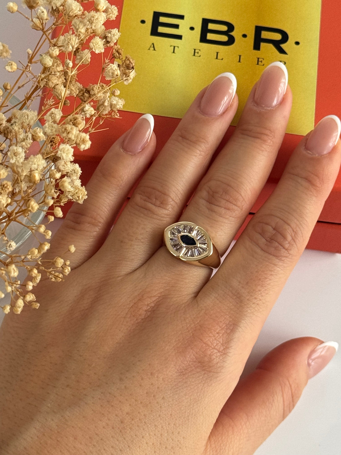 İTHAL MAVİ TAŞLI GOLD AYARLANABİLİR YÜZÜK