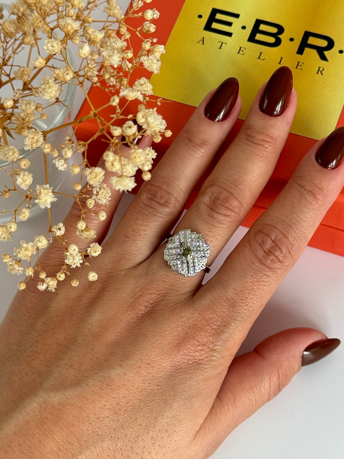 İTHAL YEŞİL TAŞ DETAYLI AYARLANABİLİR SİLVER YÜZÜK