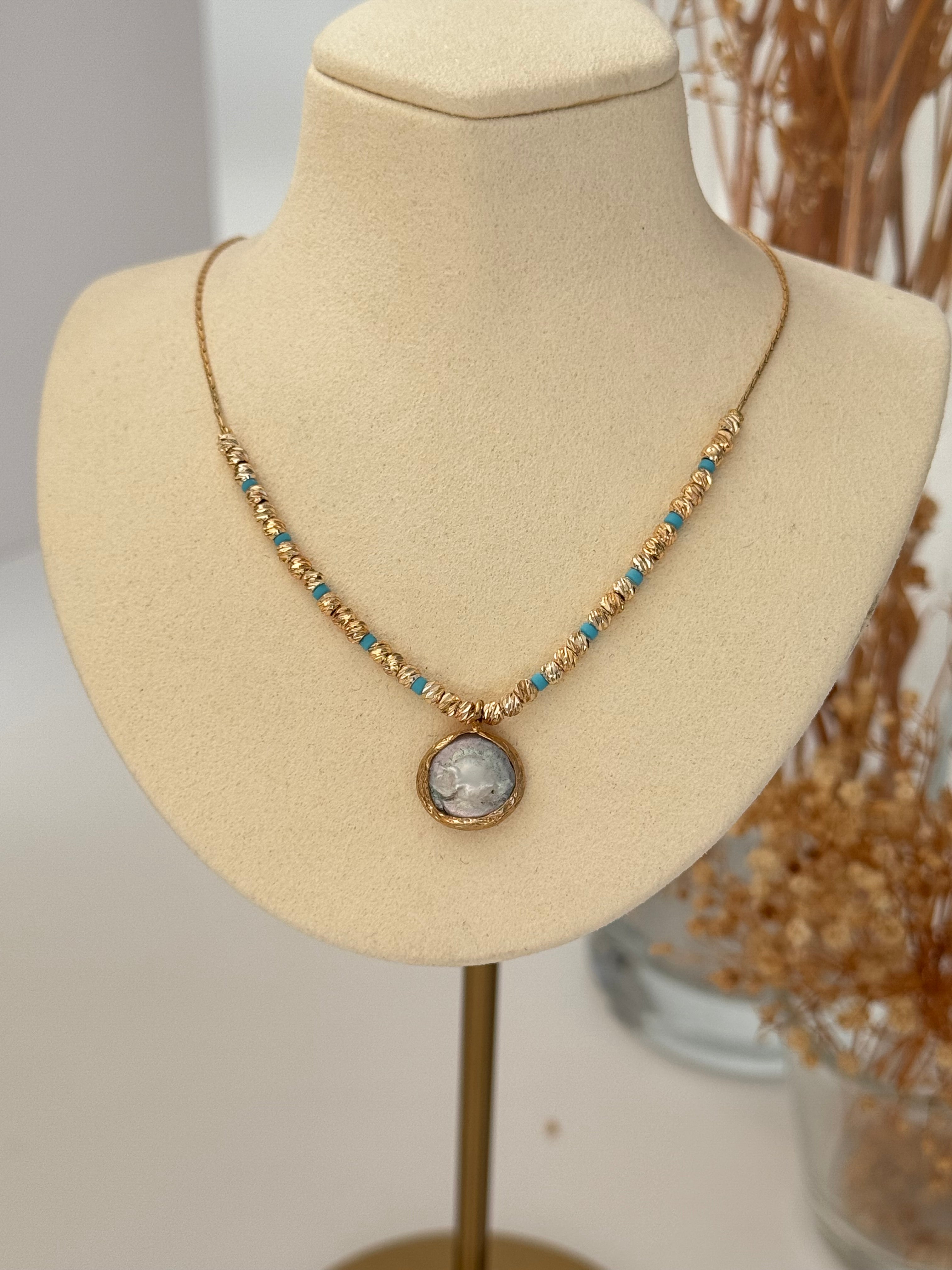 ARYAN İNCİLİ ALTIN KAPLAMA DORİKA KOLYE