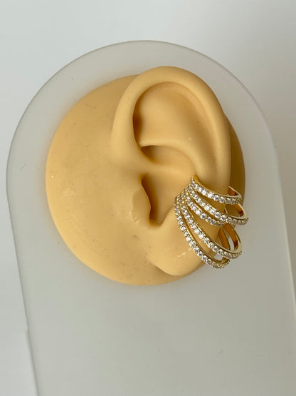 ELEN TAŞ DETAYLI GOLD KIKIRDAK KÜPE EARCUFF