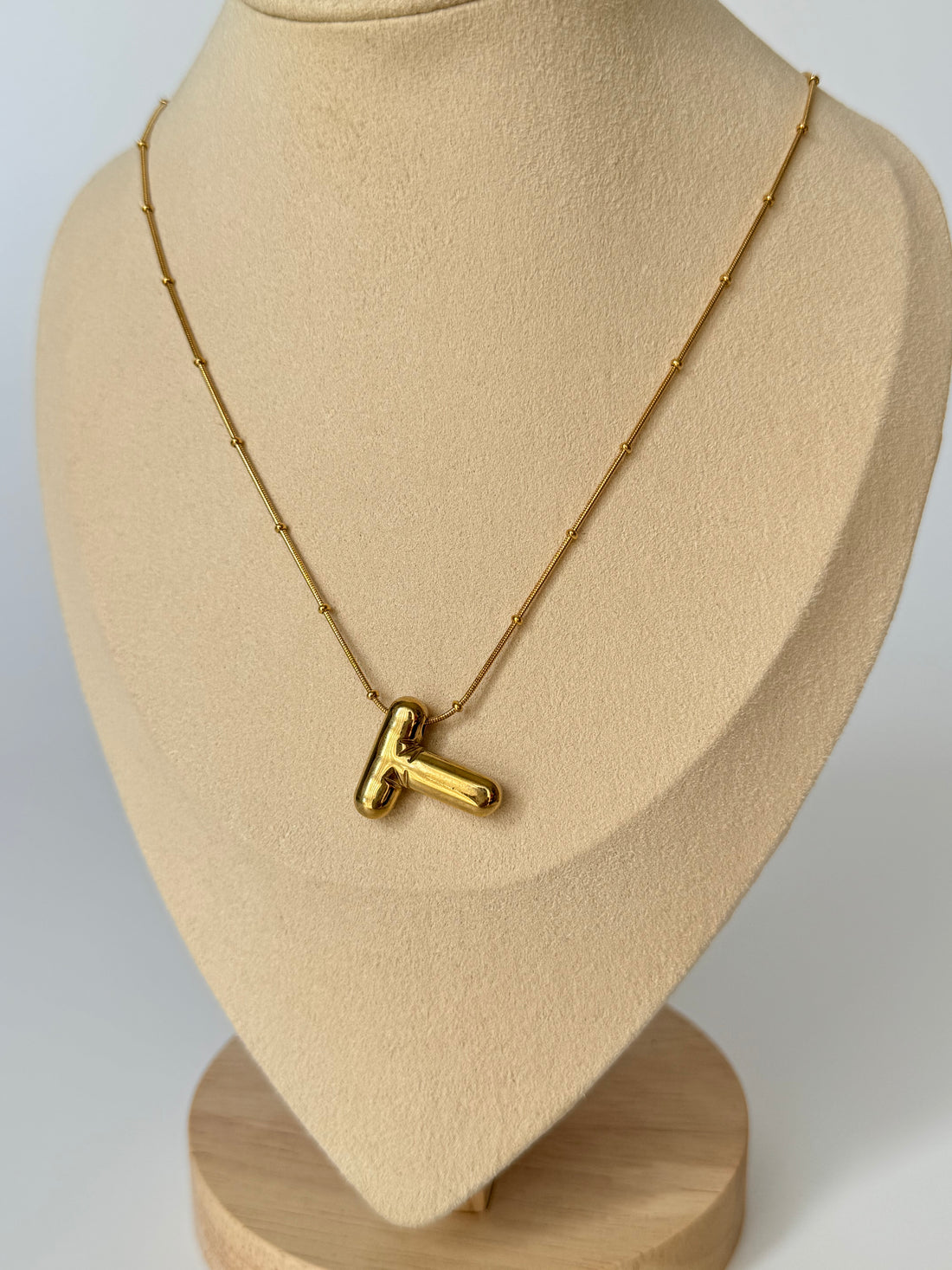 İthal Balon T Harf Gold Kolye