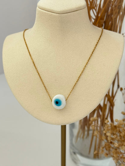 NAZAR BONCUK DETAYLI GOLD ÇELİK KOLYE