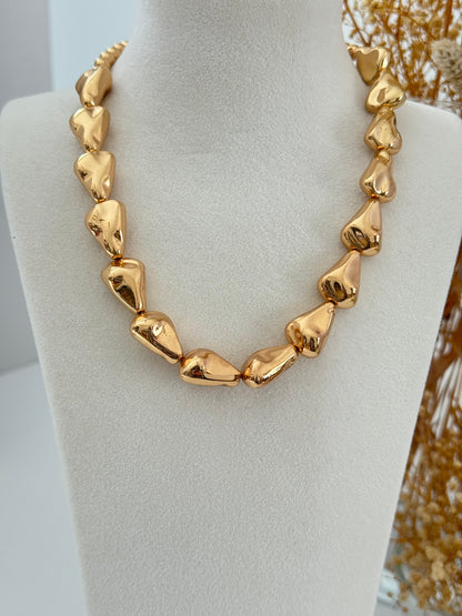 İTHAL KAPLAMA ROSE GOLD ÇAKIL TAŞI KOLYE