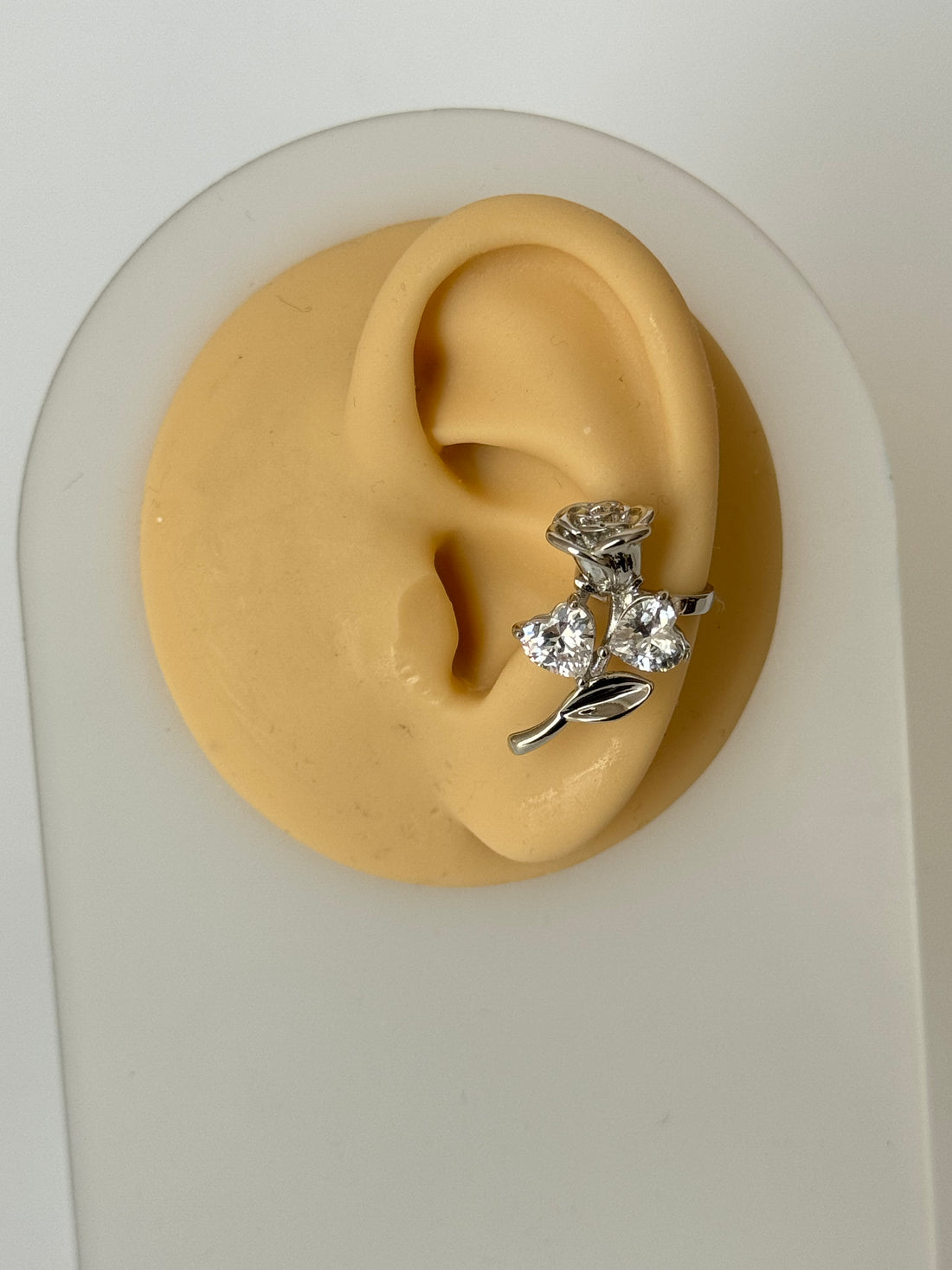 RAHİ GÜL DETAYLI SİLVER KIKIRDAK KÜPE EARCUFF