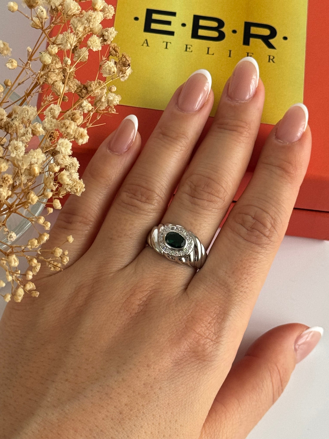 İTHAL YEŞİL TAŞLI SİLVER AYARLANABİLİR YÜZÜK