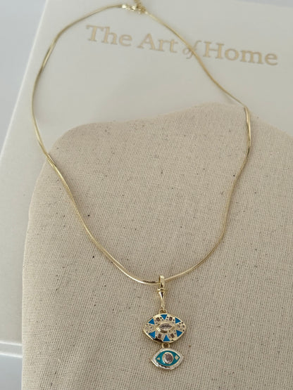 IVONNE GÖZ DETAYLI GOLD KOLYE