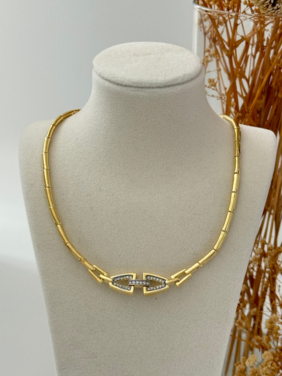 ILYA TAŞ TAŞ DETAYLI GOLD KOLYE