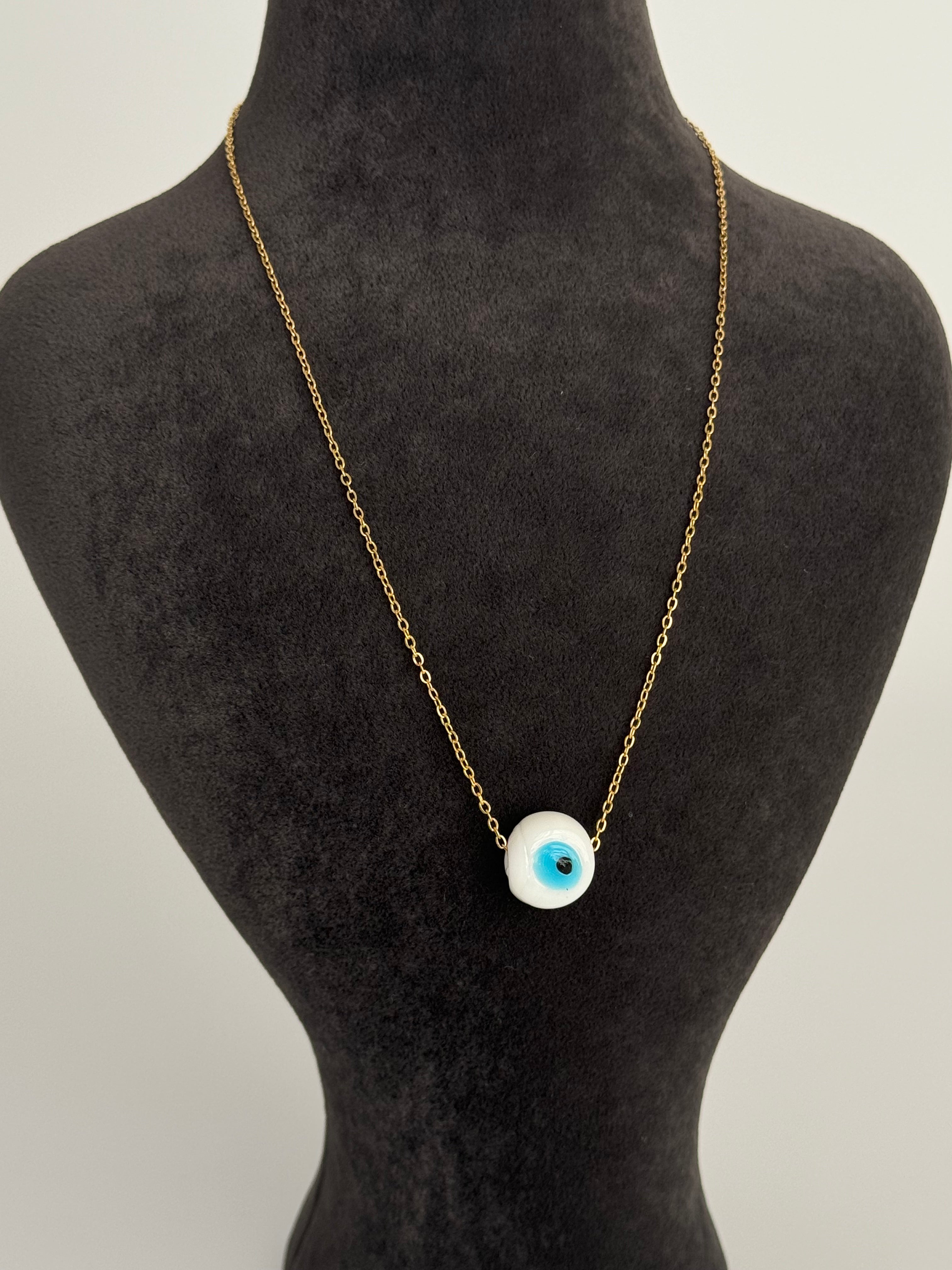 NAZAR BONCUK DETAYLI GOLD ÇELİK KOLYE