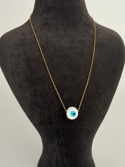 NAZAR BONCUK DETAYLI GOLD ÇELİK KOLYE