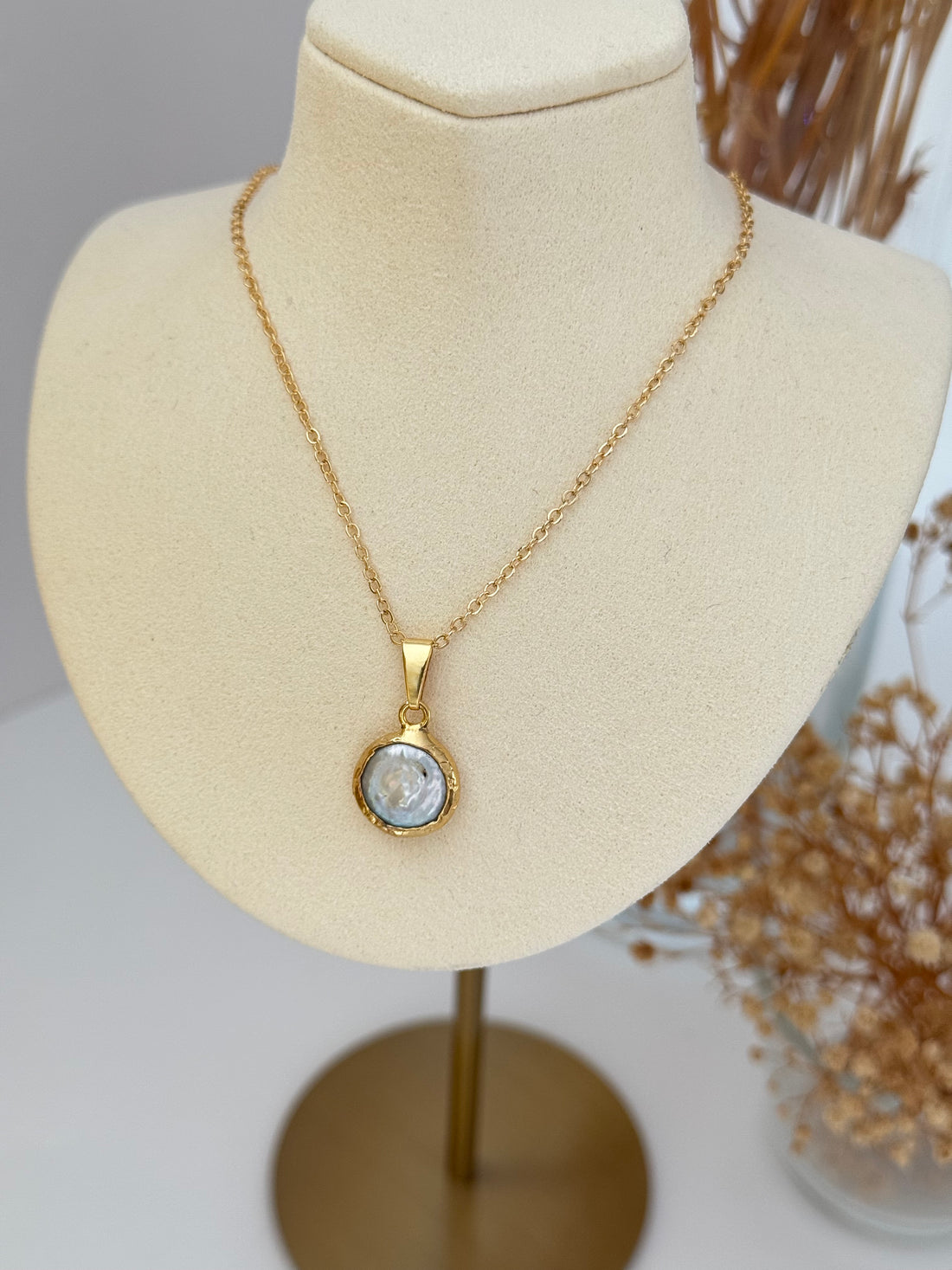 GERÇEK BAROK İNCİLİ ALTIN KAPLAMA KOLYE