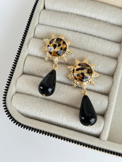 İTHAL LEOPAR DETAYLI GOLD KÜPE