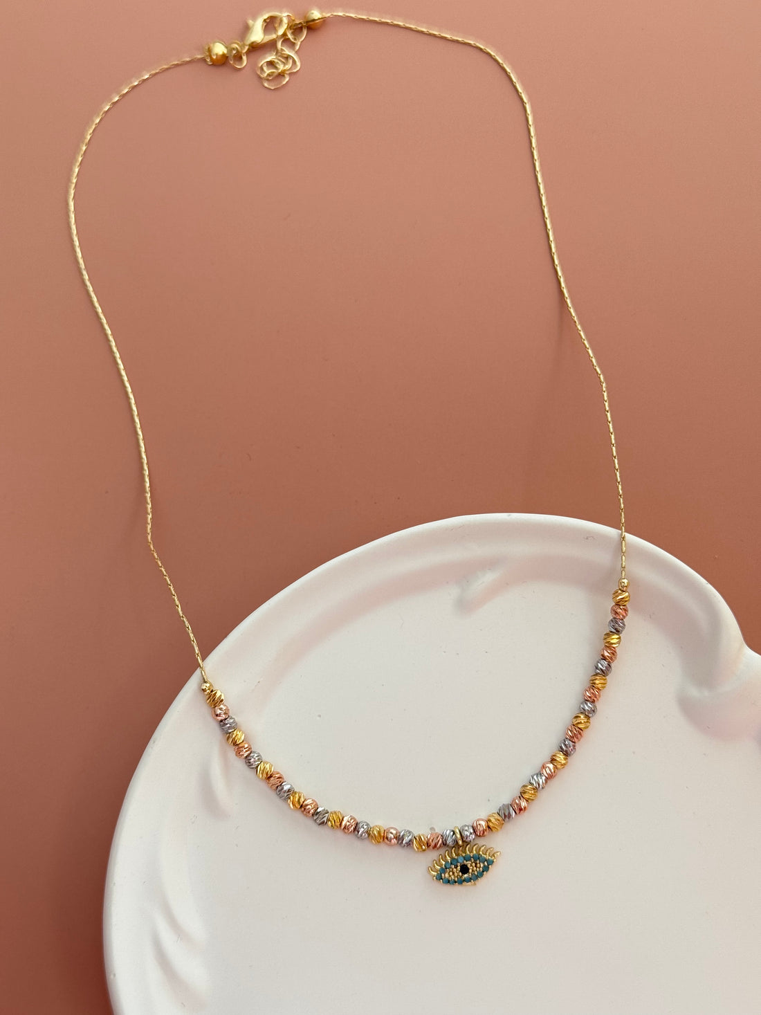 ZAYA GÖZ DETAYLI ALTIN KAPLAMA DORİKALI KOLYE