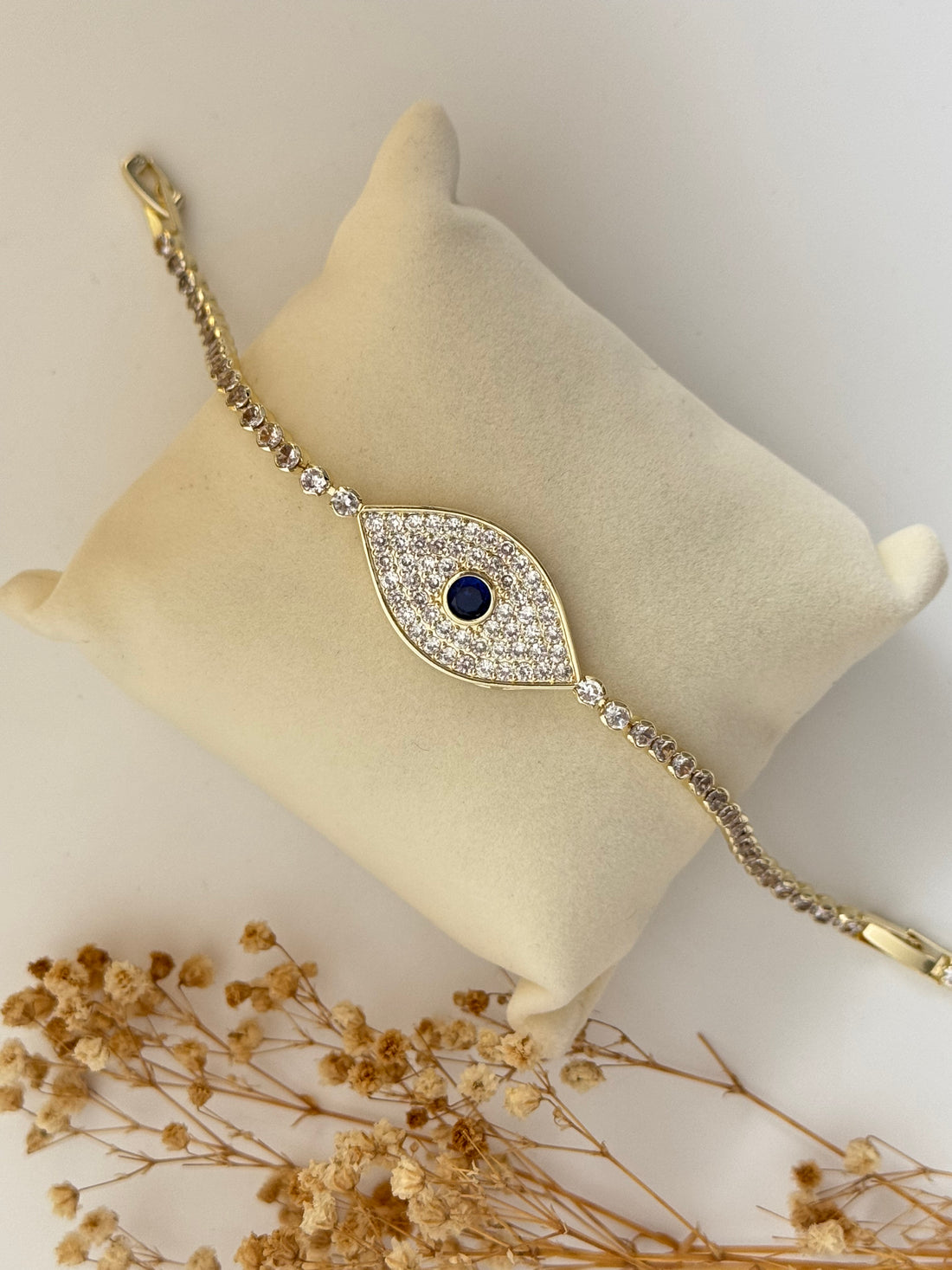 İTHAL TAŞLI NAZAR BONCUK GOLD BİLEKLİK