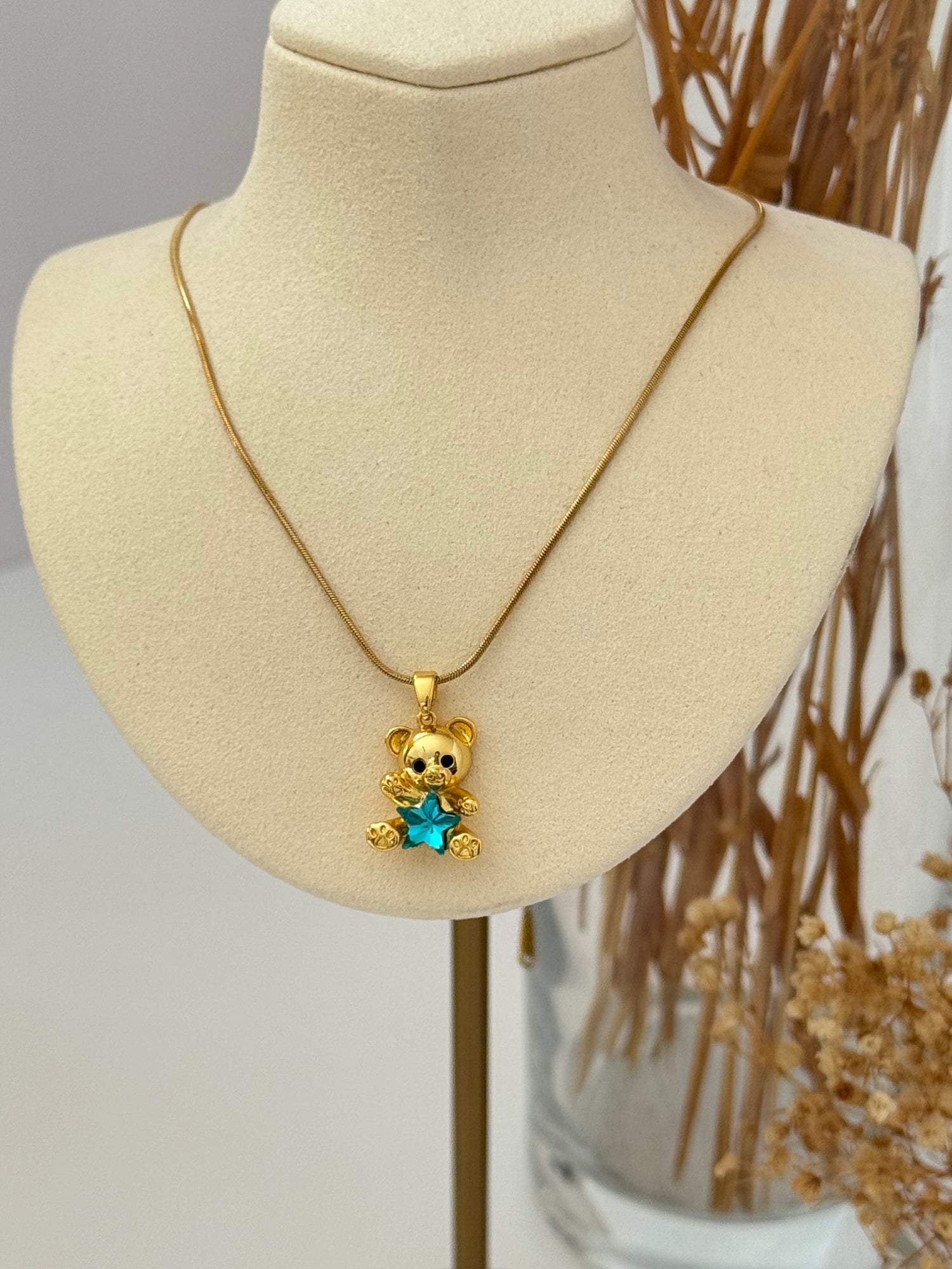 AYICIK DETAYLI GOLD ÇELİK KOLYE