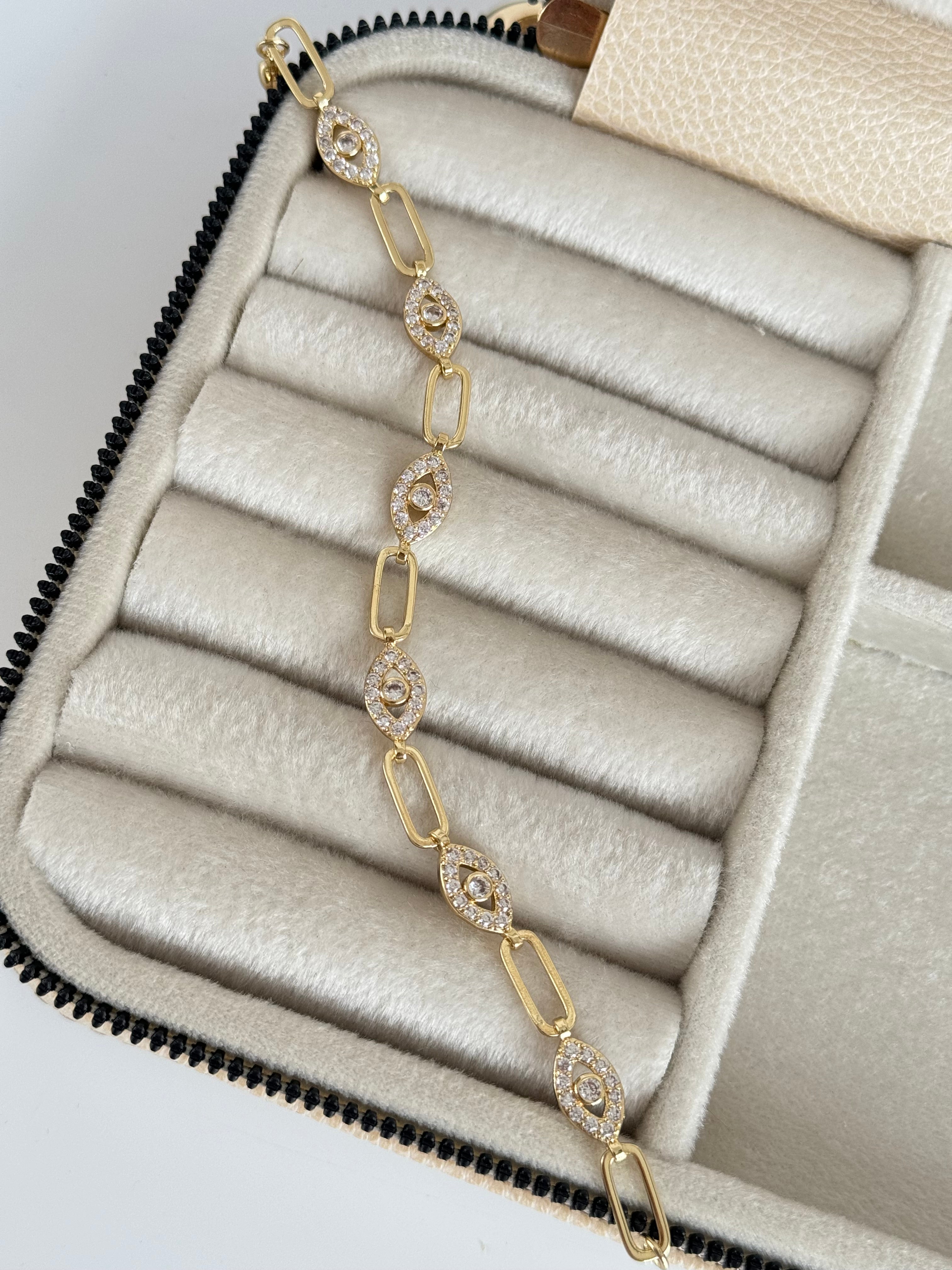 NAVAZ GÖZ DETAYLI GOLD BİLEKLİK