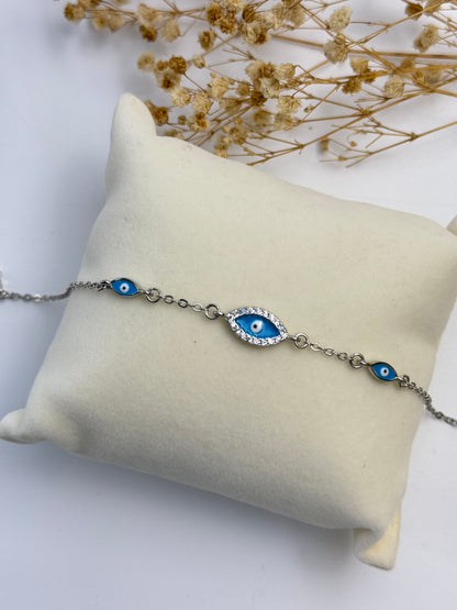 NERA NAZAR BONCUK DETAYLI SİLVER BİLEKLİK