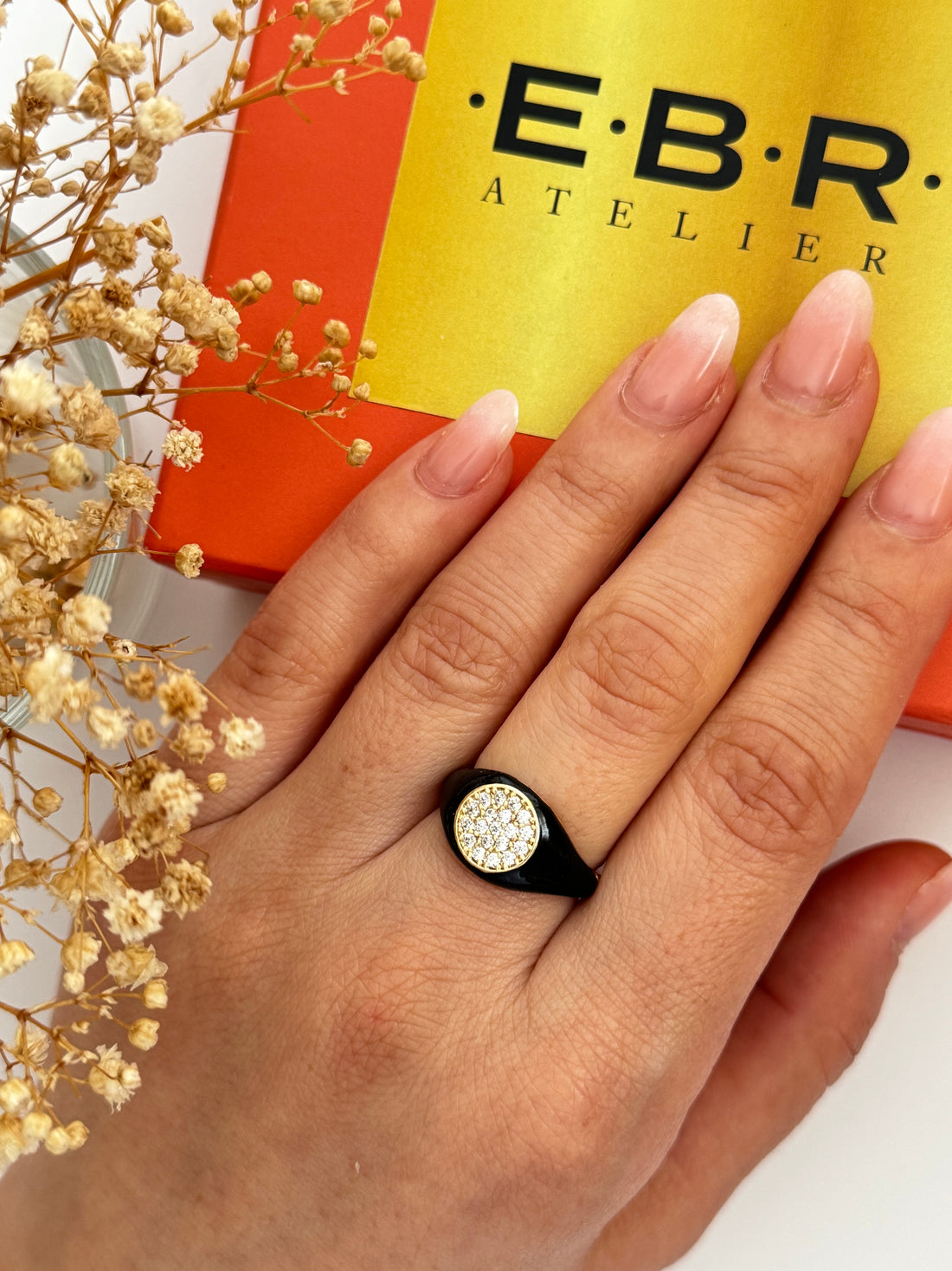 LİX SİYAH MİNELİ GOLD AYARLANABİLİR YÜZÜK