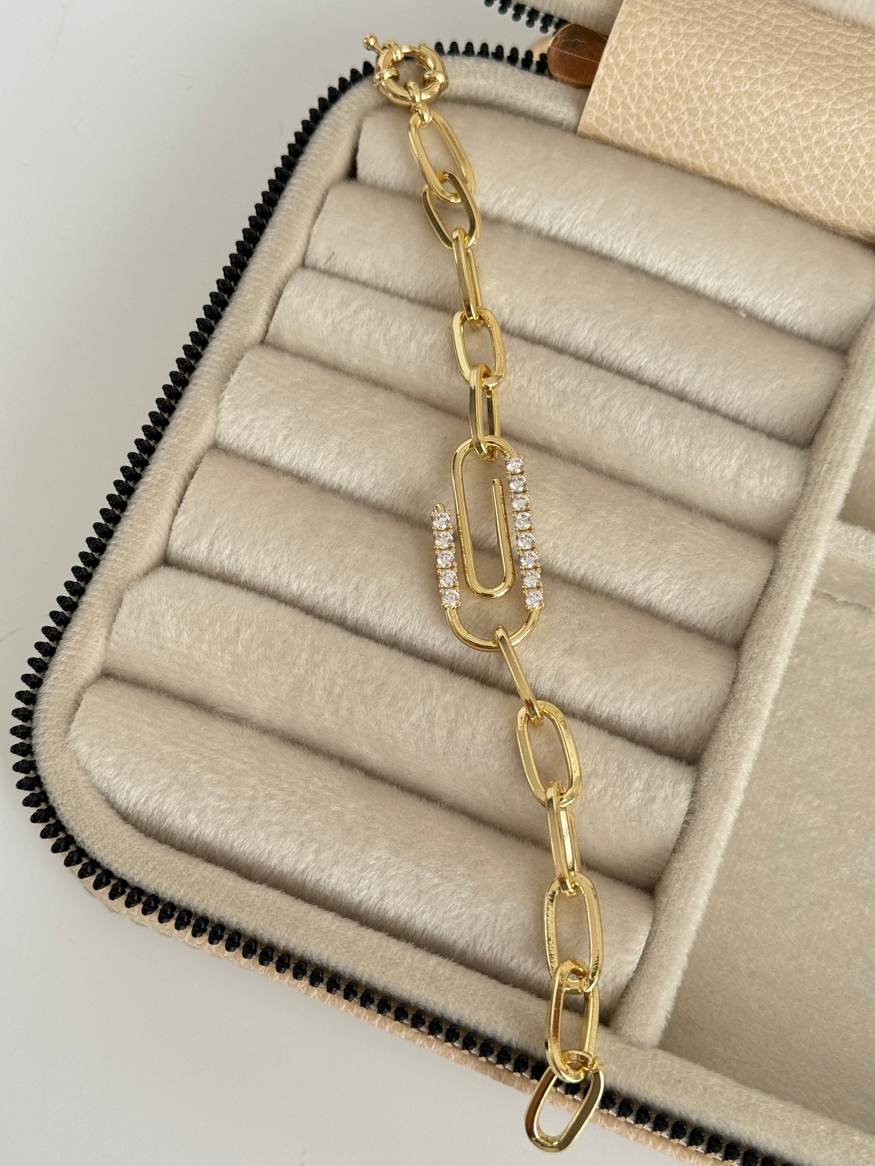 İTHAL ATAÇ DETAYLI GOLD BİLEKLİK