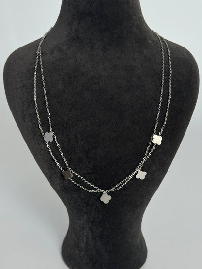 YONCA DETAYLI SİLVER ÇELİK KOLYE