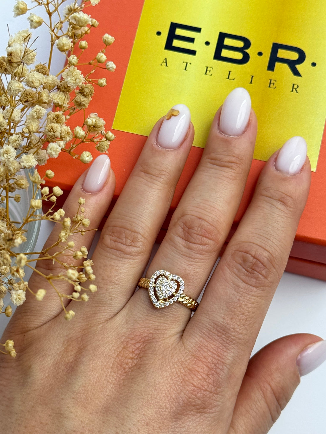 İTHAL KALP DETAYLI GOLD AYARLANABİLİR YÜZÜK