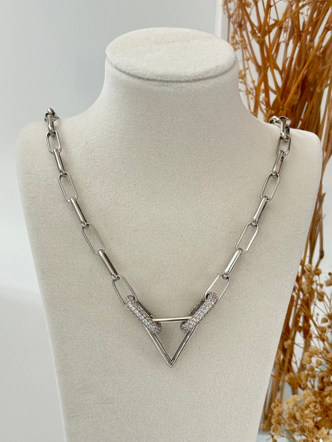 ÜÇGEN PARÇALI SİLVER ZİNCİR KOLYE