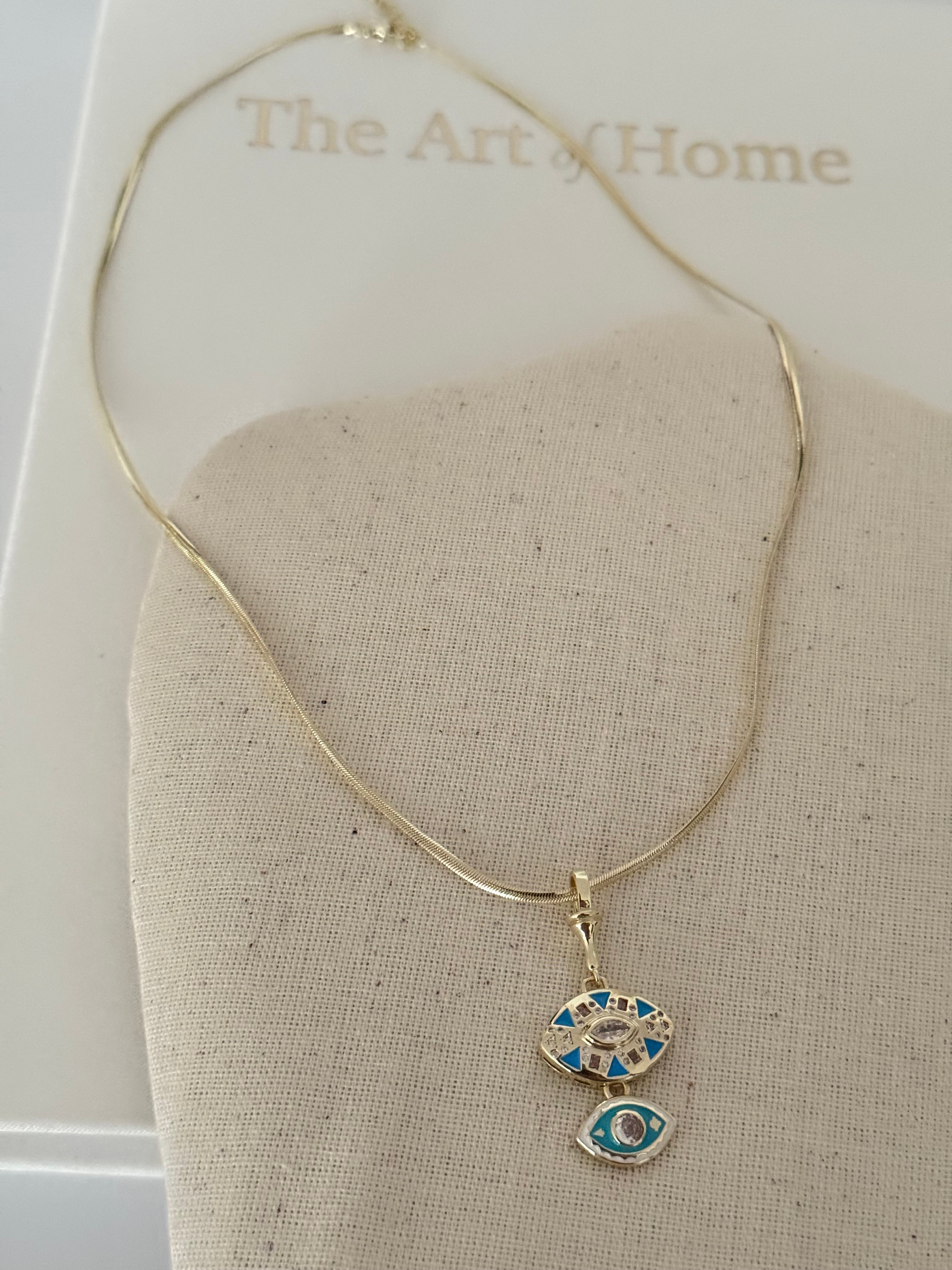 IVONNE GÖZ DETAYLI GOLD KOLYE