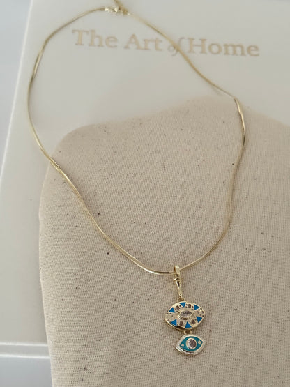 IVONNE GÖZ DETAYLI GOLD KOLYE