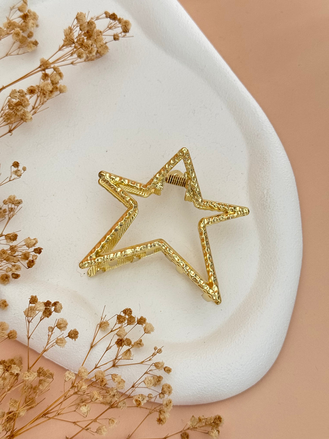 İTHAL YILDIZ DETAYLI GOLD METAL MANDAL TOKA