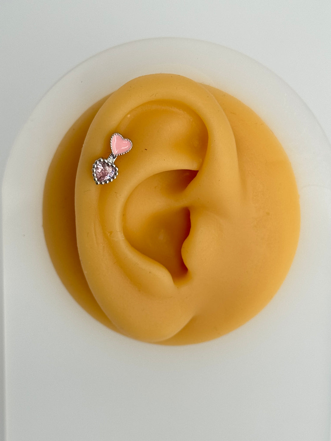 İTHAL PEMBE KALP DETAYLI SİLVER PİERCİNG