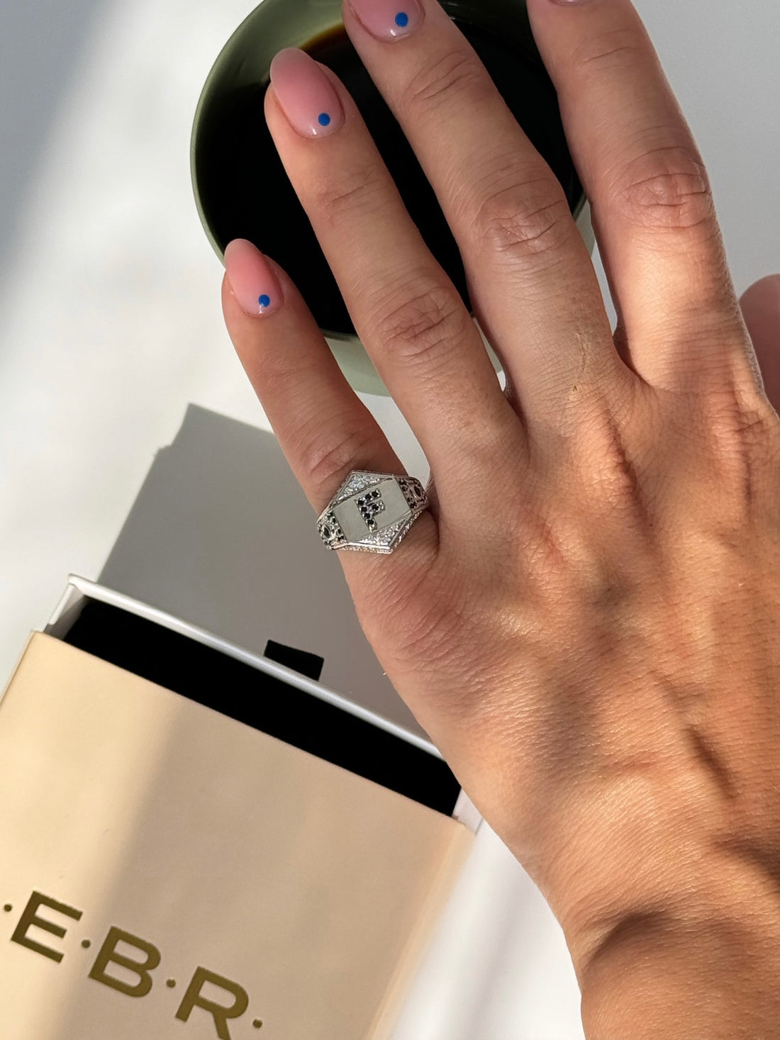 İTHAL F HARF AYARLANABİLİR SİLVER SERÇE PARMAK YÜZÜK