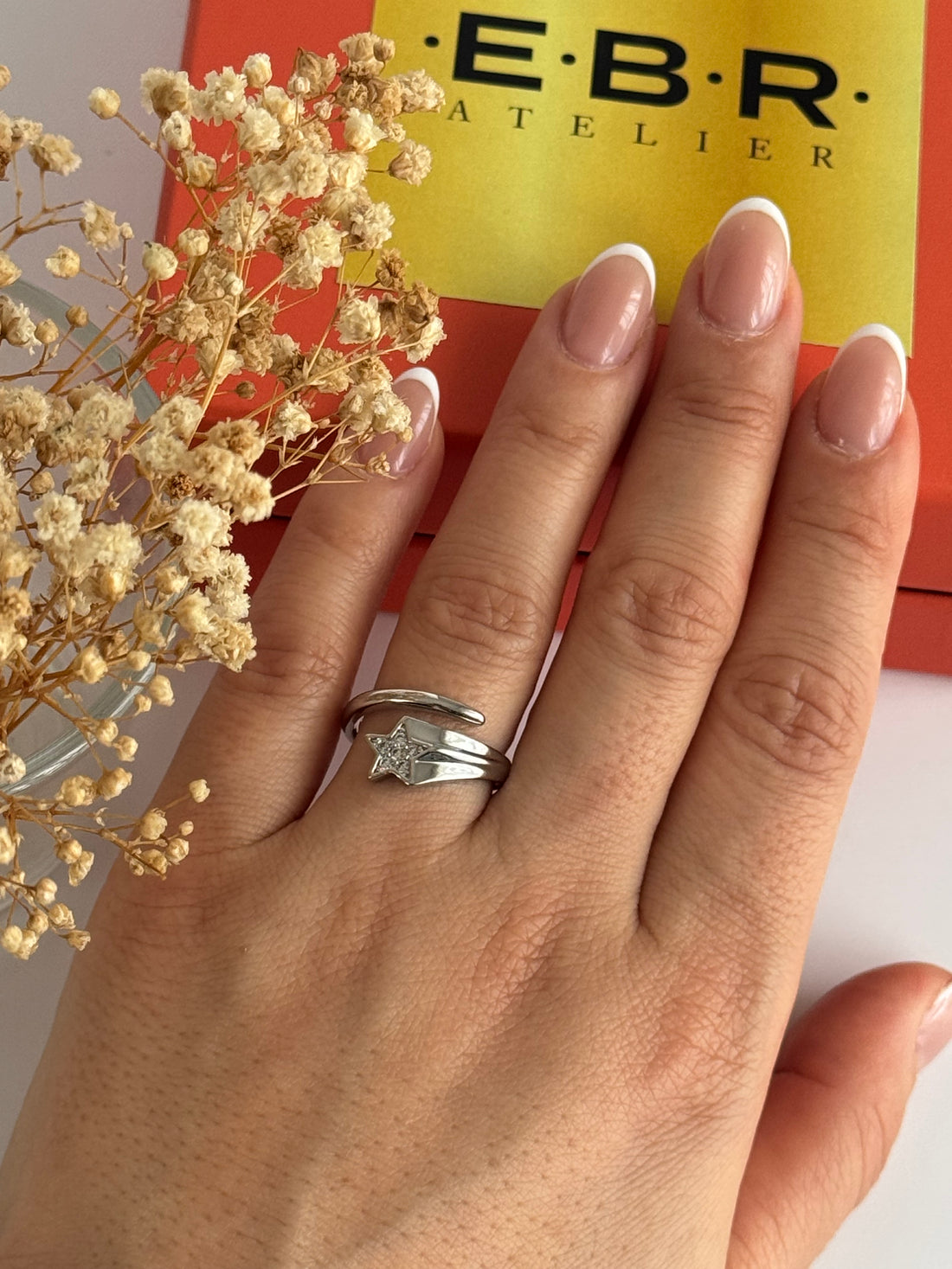 İTHAL YILDIZ DETAYLI SİLVER AYARLANABİLİR YÜZÜK