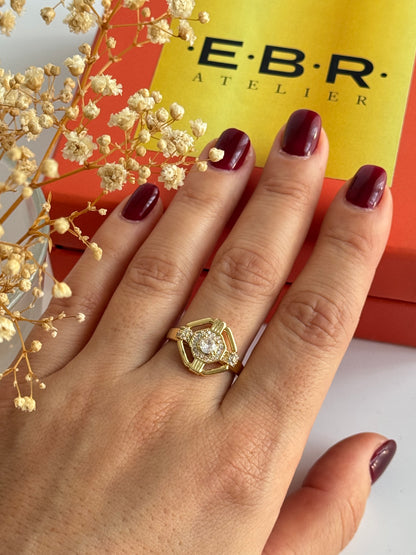 İTHAL TAŞLI GOLD AYARLANABİLİR YÜZÜK