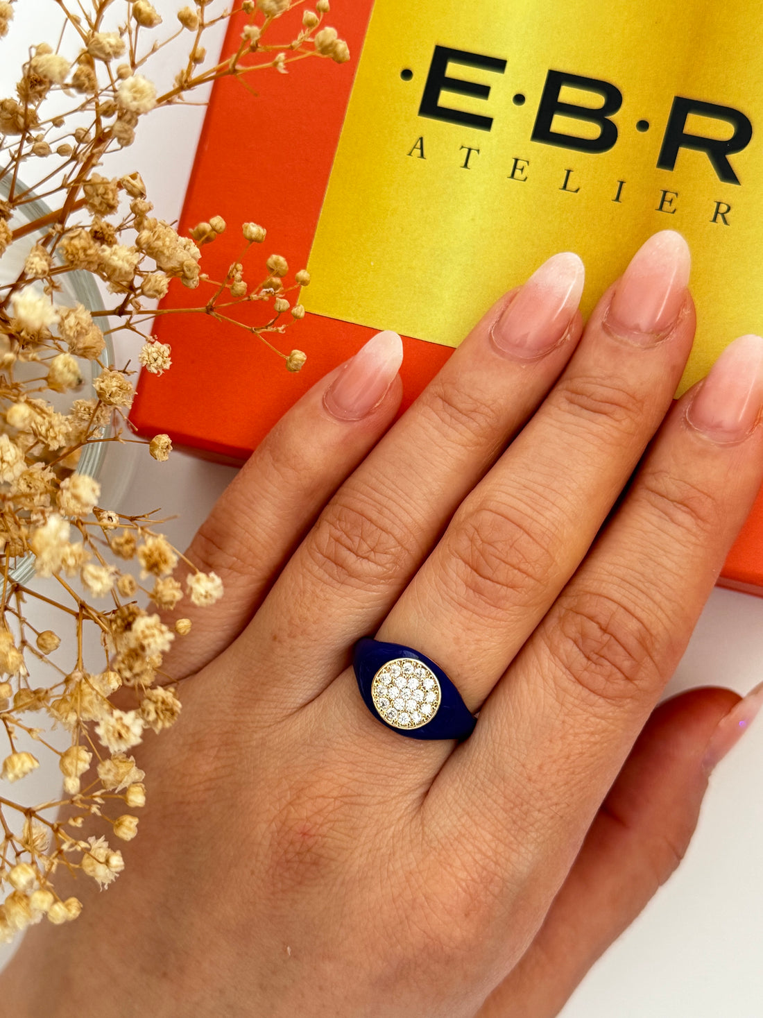 LİX MAVİ MİNELİ GOLD AYARLANABİLİR YÜZÜK