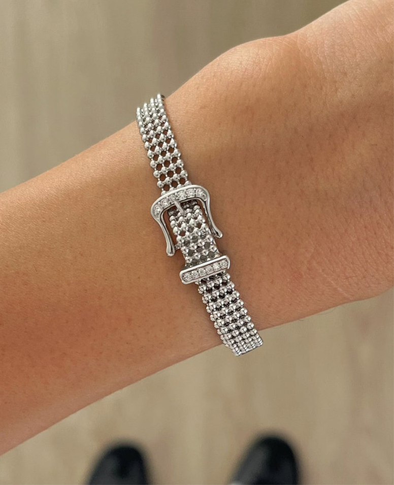 KEMER DETAYLI İTHAL SİLVER BİLEKLİK