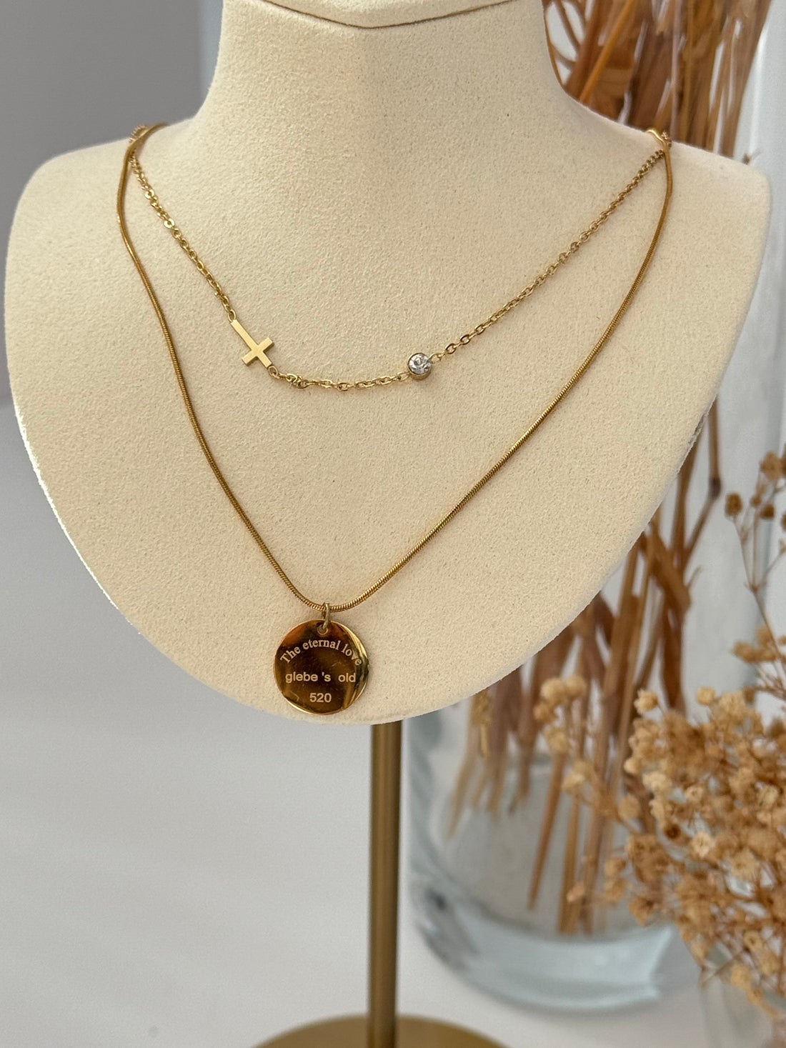 DETAYLI GOLD ÇELİK KOLYE